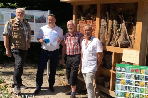 v.l. Gregor Schwarz- Euwatec, Dr. Axel Lehmann -Verbandsvorsteher des Naturparks, Hans Dieter Wiesemann -Nabu, Philippe LeCorre - Galabau